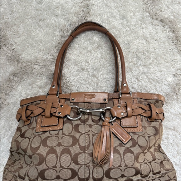 Coach Handbags - Coach Brown and Tan Signature Shoulder Bag
